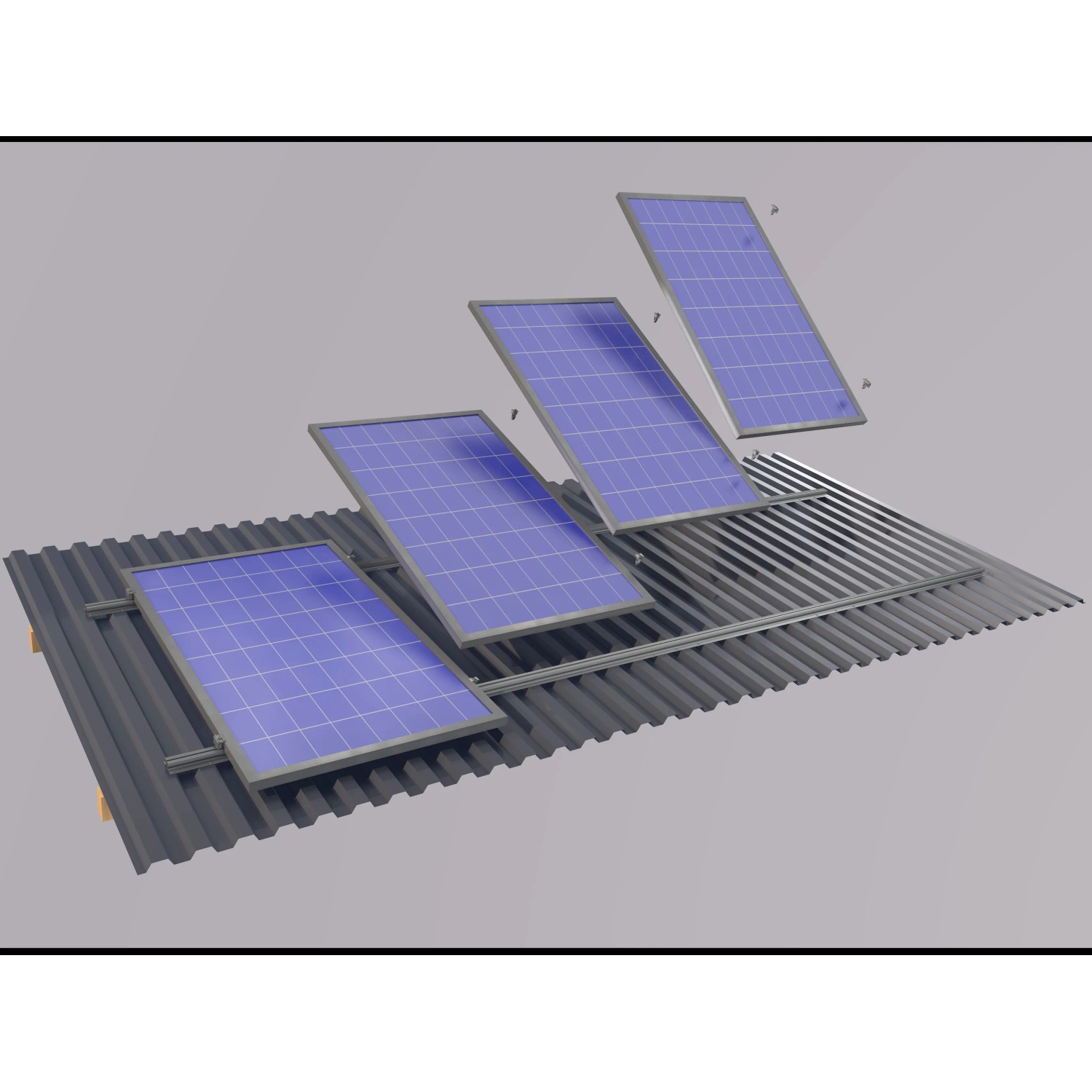 Solar Halter Paar zur Montage von Solarprofilen auf einem Trapezblechdach.