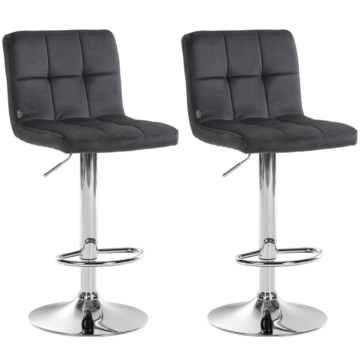DELUKE 2er Set Barhocker REZAR Samt Schwarz 46x47x94cm Silber Barstuhl Mit Lehne Tresenhocker Tresenstuhl
