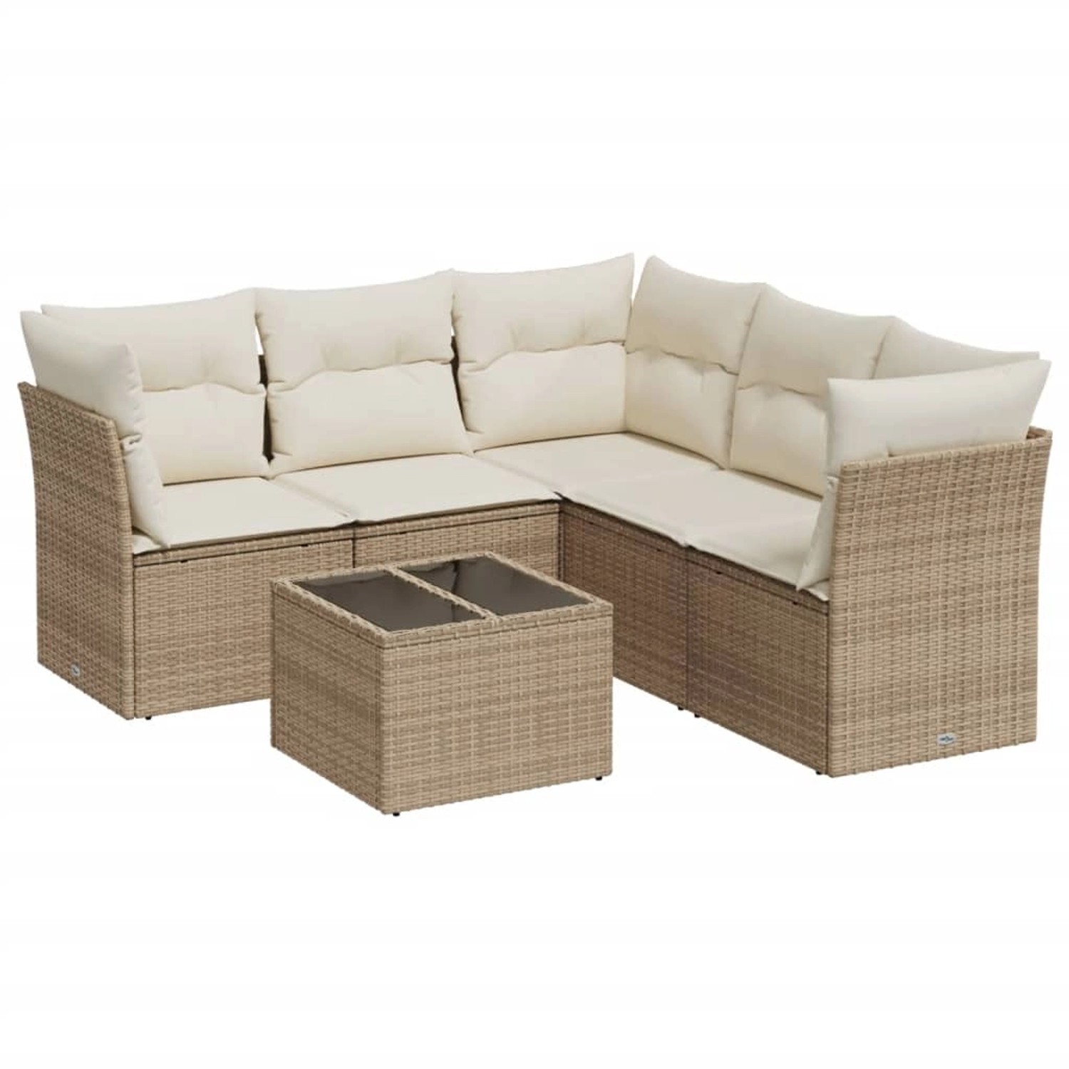 vidaXL 6-Tlg Garten-Sofagarnitur mit Kissen Beige Poly Rattan 3217628 günstig online kaufen