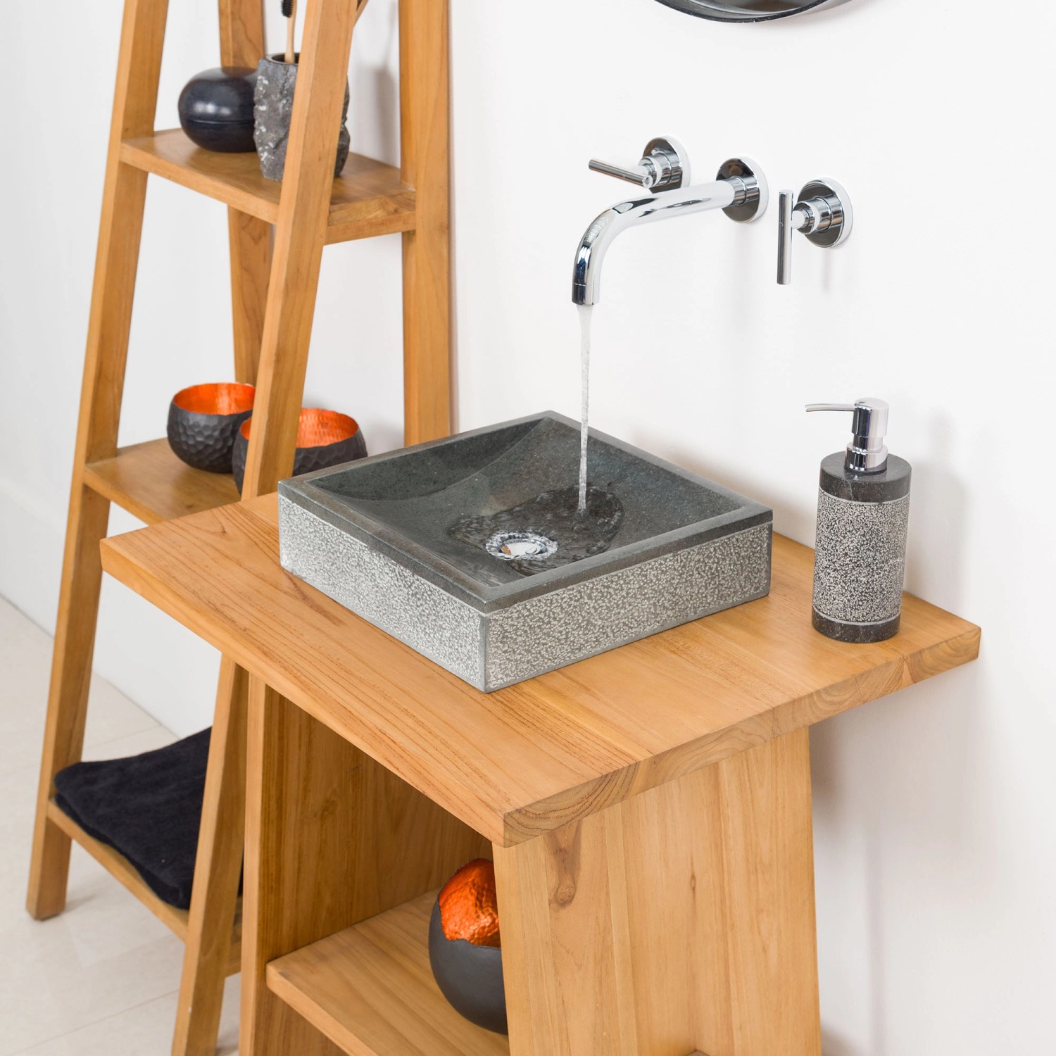 Wohnfreuden Andesit Steinwaschbecken Mini Perahu 30 cm_3