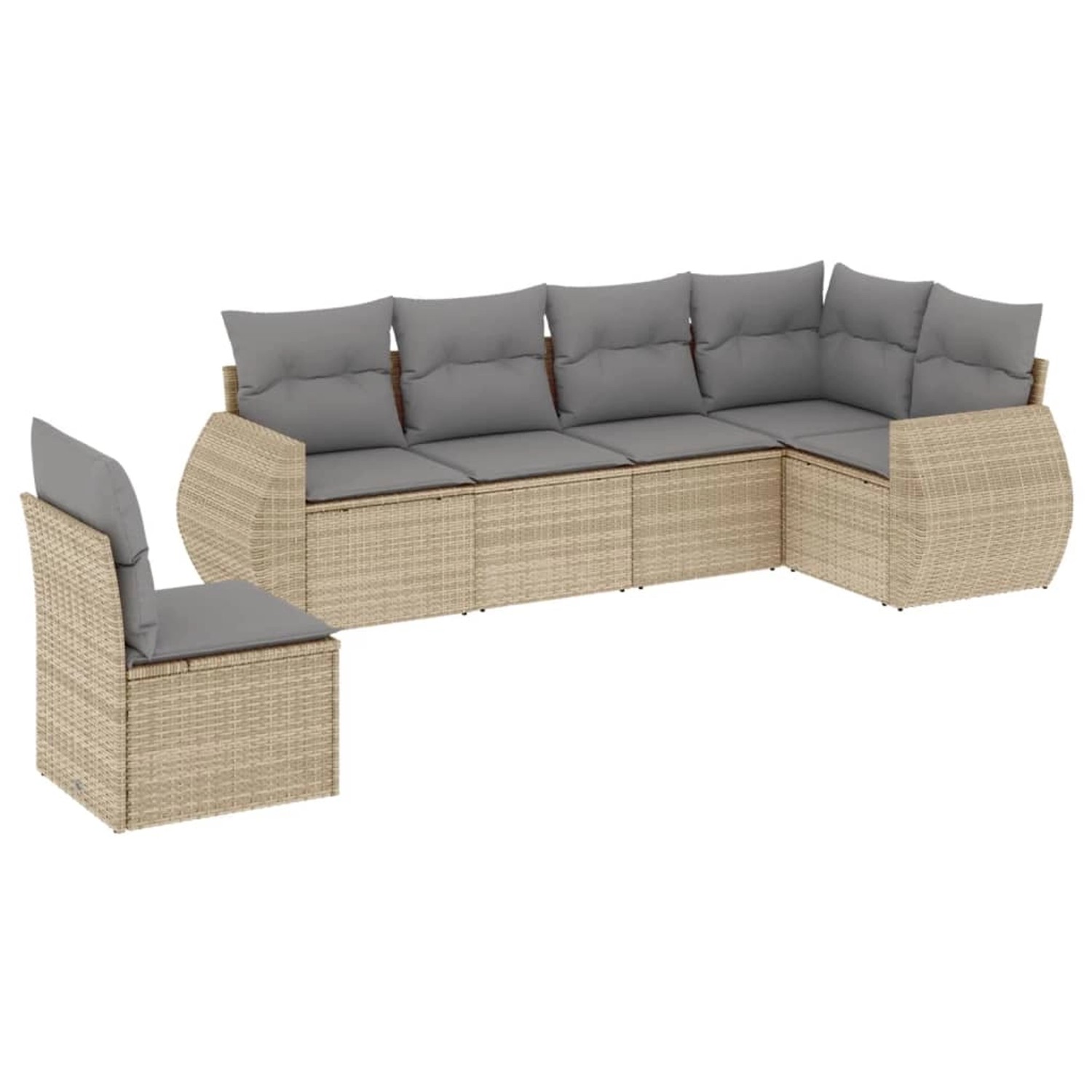 vidaXL 6-Tlg Garten-Sofagarnitur mit Kissen Beige Poly Rattan 3221428 günstig online kaufen