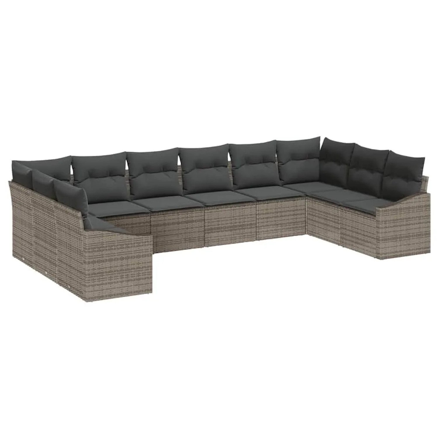 vidaXL Gartensofa-Set mit Speicher 10 Stk Grau Poly-Rattan 3355568 günstig online kaufen