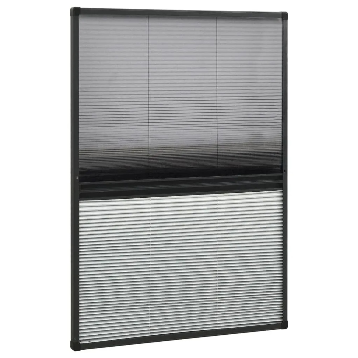 vidaXL Insektenschutz-Plissee mit Jalousie, 80x120 cm, anthrazitfarbener Rahmen, schwarzes Netz, weiße Jalousie.