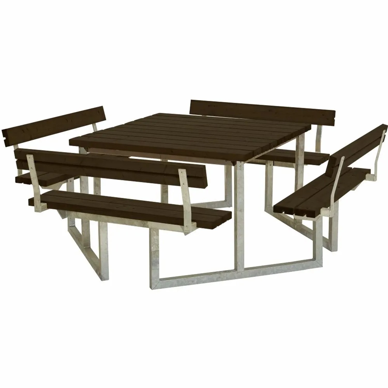 PLUS Gartenmöbel Sitzgruppe 227 cm Klappbar Schwarz mit 4 Rückenlehnen Holz