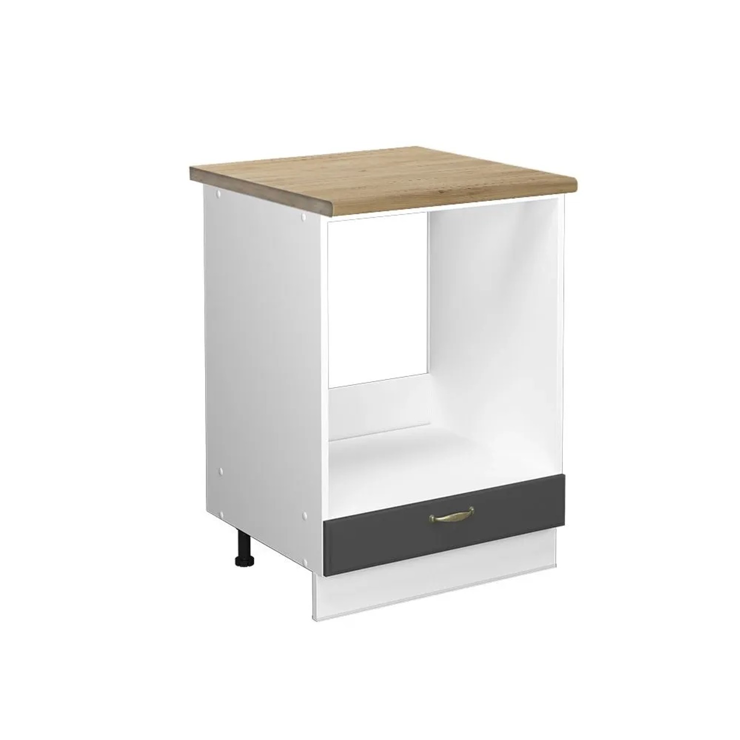 Vicco Herdumbauschrank Fame-Line Herdschrank Anthrazit-Gold Weiß 60 cm AP Eiche