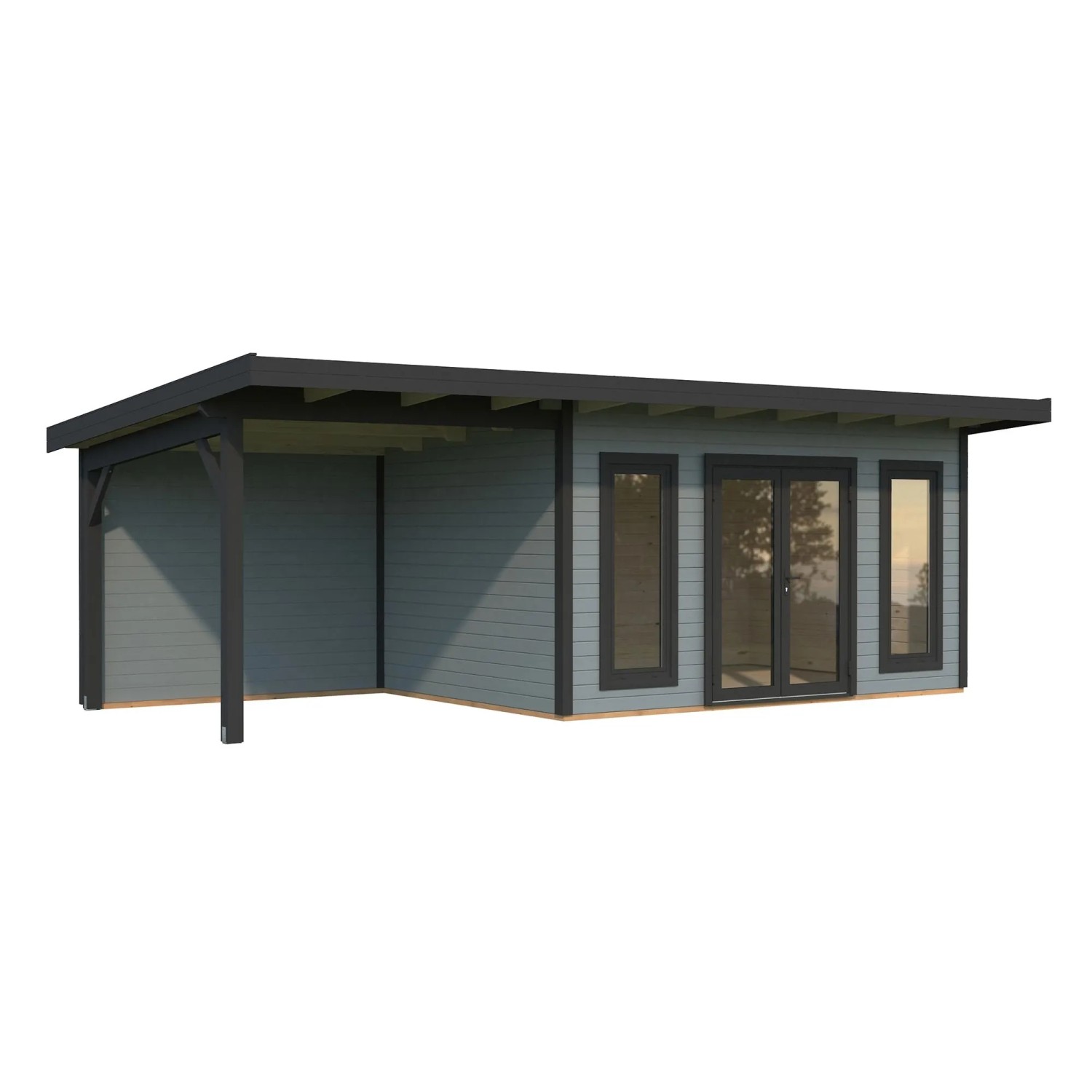 Palmako Holz-Gartenhaus Aurelia Pultdach Lackiert 749 cm x 300 cm 20,6 m²
