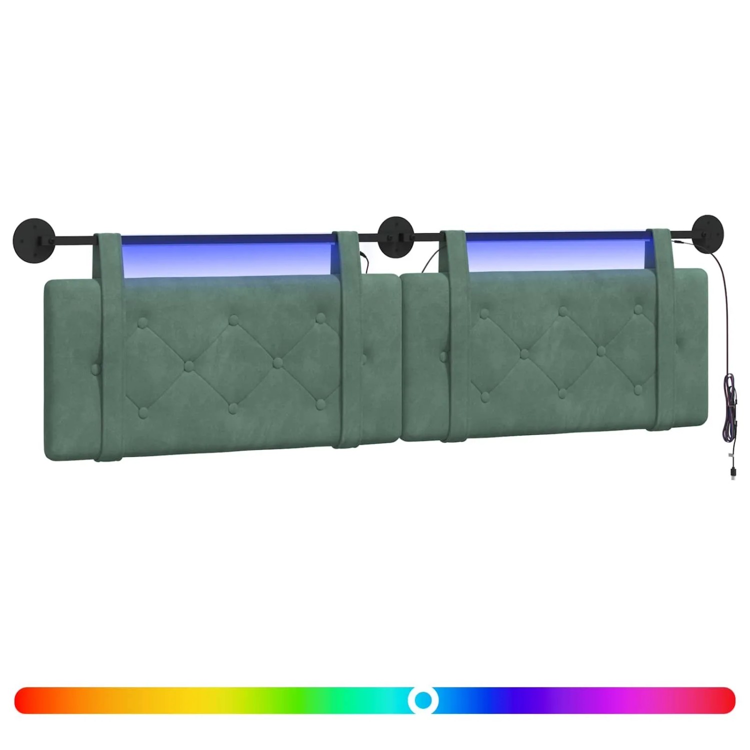 vidaXL Hängendes Kopfteil Mit LED Licht Meergrün Samt 3424203