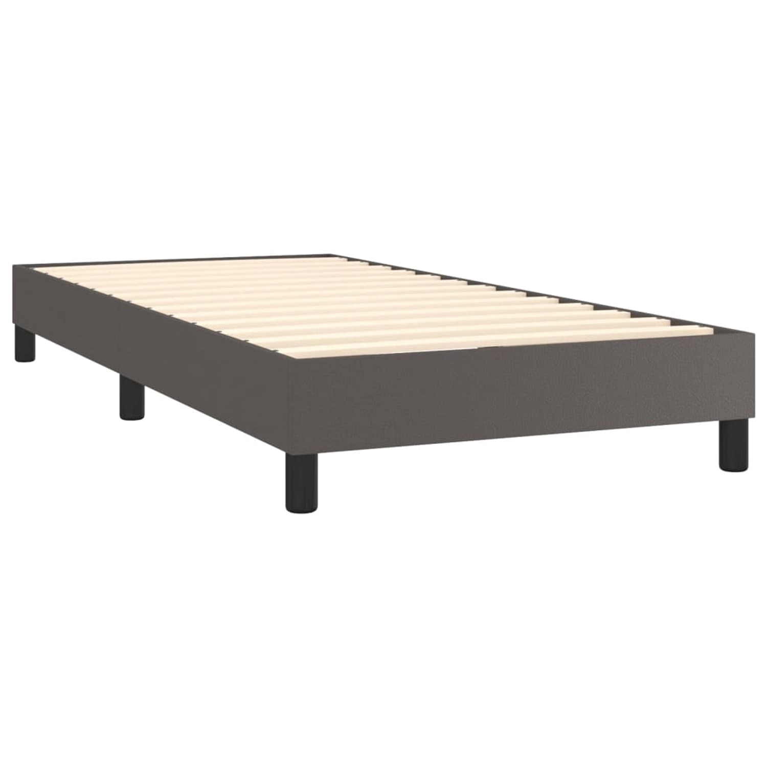 Graues vidaXL Boxspringbett 90x200 cm mit Lattenrost, ohne Matratze.
