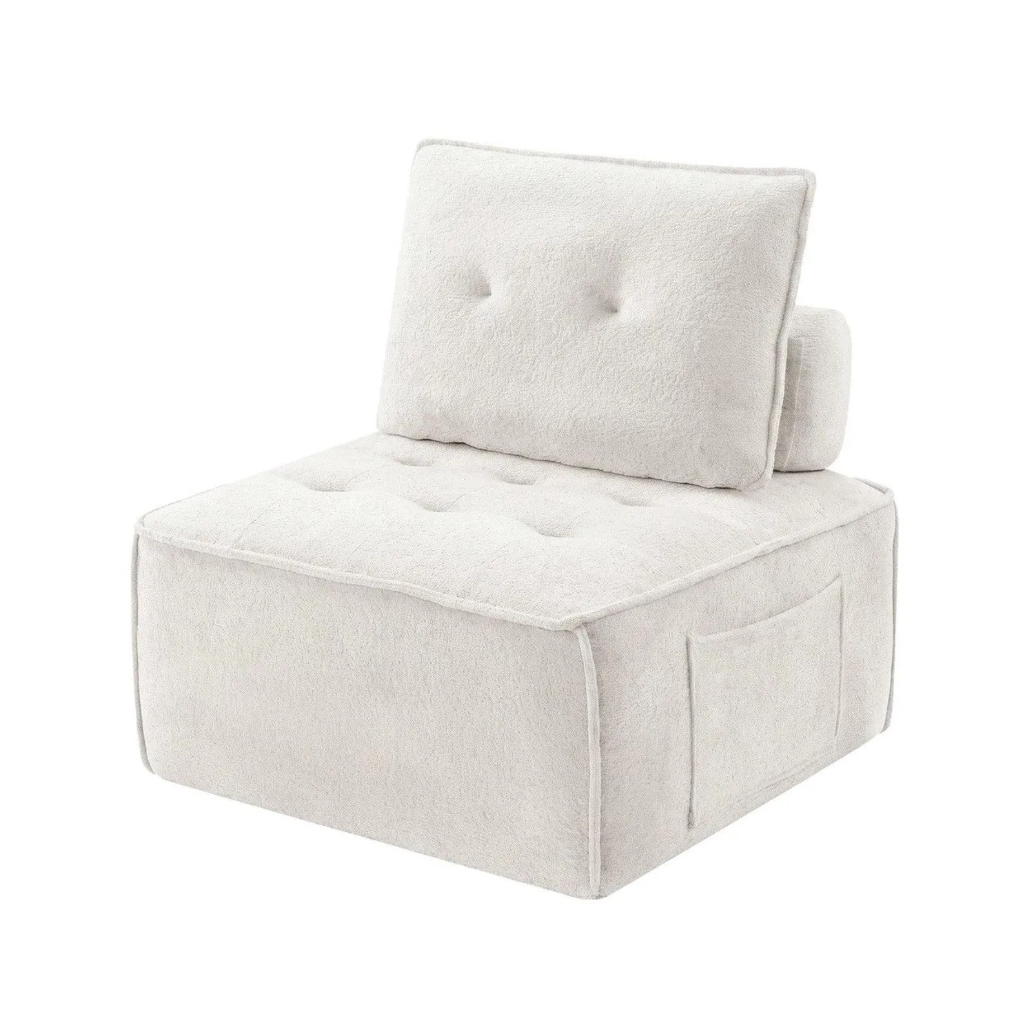 GLP Sofamodul Teddyfleece 84x84 cm Bodensofa ohne Montage Cremeweiß