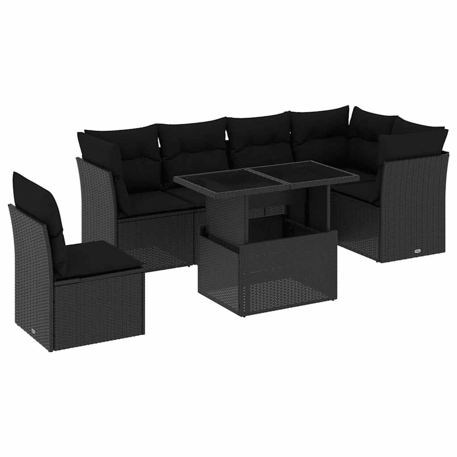 vidaXL 7-Tlg Garten-Sofagarnitur mit Kissen Schwarz Poly Rattan 3266615 günstig online kaufen