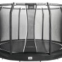 Schwarzes Salta Premium Ground Trampolin, ø 366 cm, für den ebenerdigen Einbau im Garten.