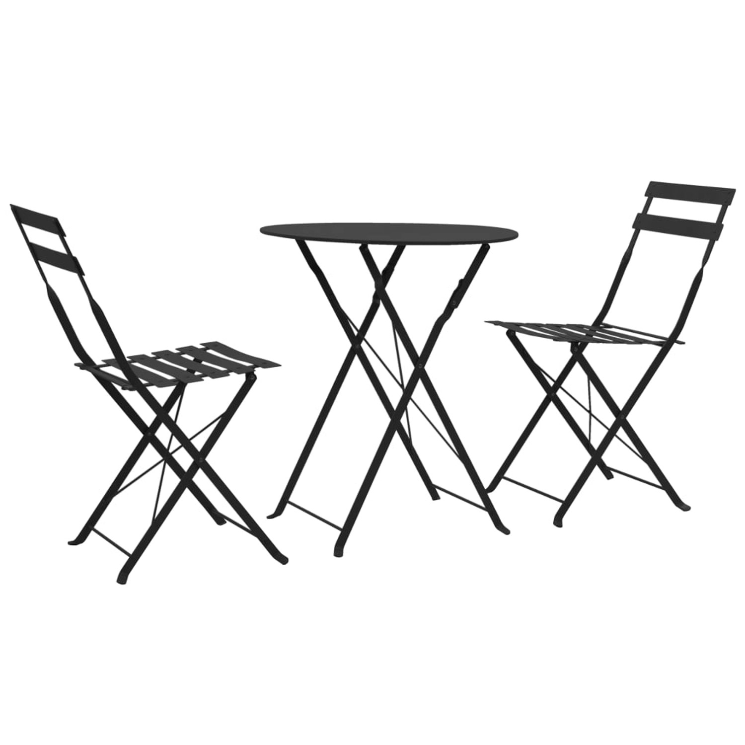 vidaXL 3-Tlg Bistro-Set Stahl Schwarz 44356