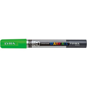 LYRA Mark All Marker, Neongrün, für alle Oberflächen. Stift mit Rundspitze, 1 mm.