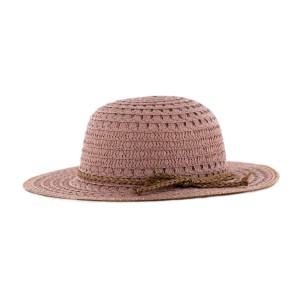 Blackfox Kinderhut Mila in Hellrosa mit braunem Zierband, ideal als Gartenbekleidung.