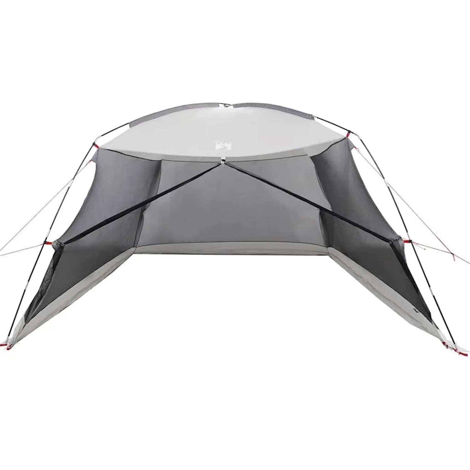 Graues vidaXL Pavillon-Zelt mit hellem Dach und dunklen Moskitonetz-Wänden, aus Polyester, zusammenklappbar.