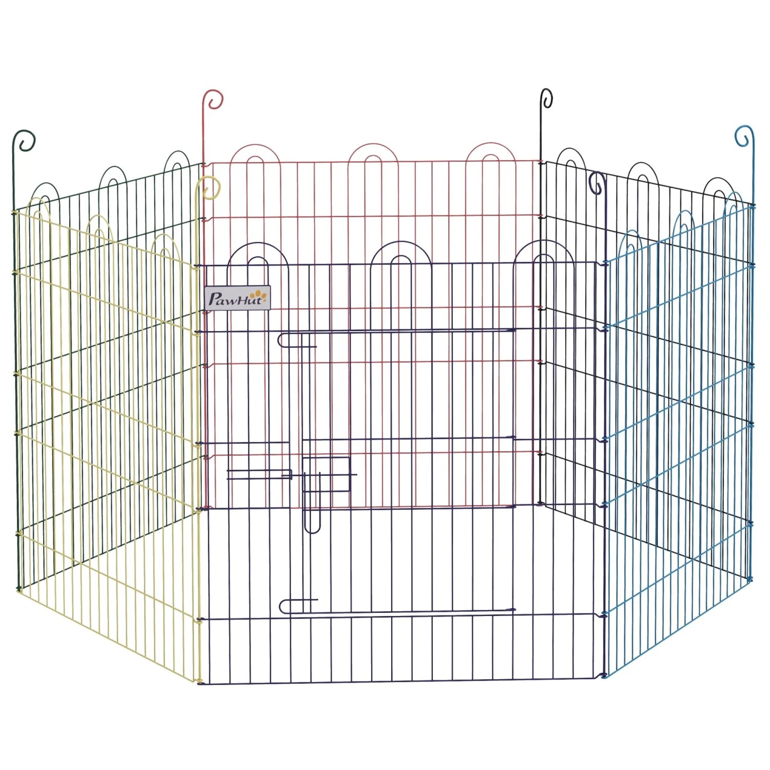 PawHut Pet Playpen Metall Ø120 x 60H cm Bunt