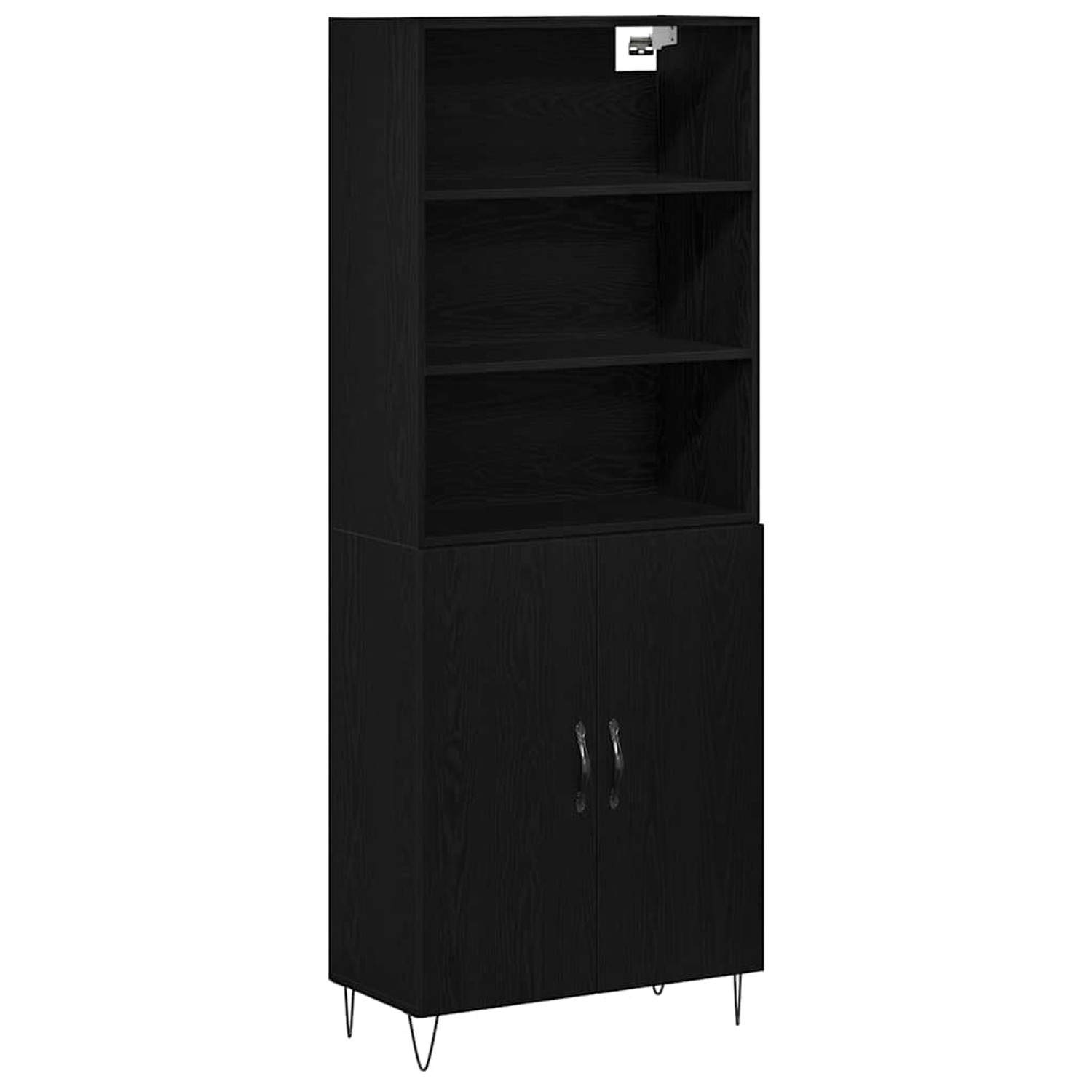 vidaXL Highboard Wandmontiert 2-Tlg Schwarz Eichen-Optik Holzwerkstoff 3333 günstig online kaufen