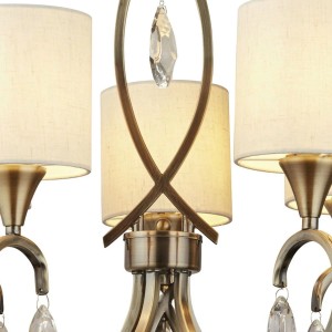 Licht-Erlebnisse Kronleuchter mit Schirm 52 cm Breit 5x E14 in Messing Antik Natur Klassisch