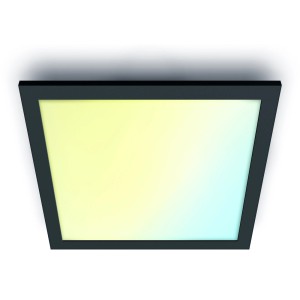 Quadratisches WiZ LED-Panel, Tunable White, 3400 lm, 60x60 cm, schwarzer Rahmen. Smarte Deckenleuchte.