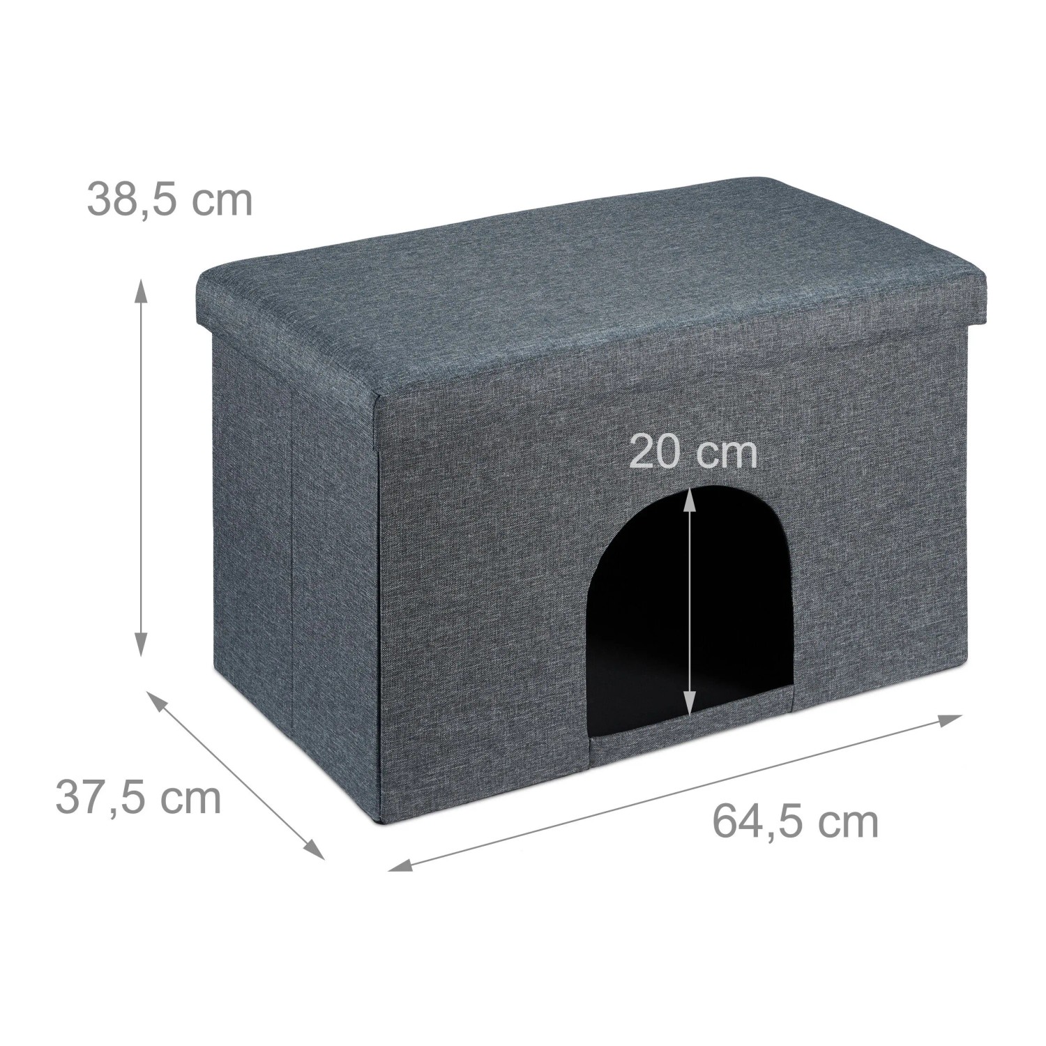 Relaxdays Katzenhöhle MDF Grau Faltbar mit Sitzauflage 38,5 cm x 64,5 cm x 37,5 cm 3,6 kg_4