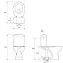 Technische Zeichnung Baliv Kombi-WC-Set 865 mit Maßen für Installation.