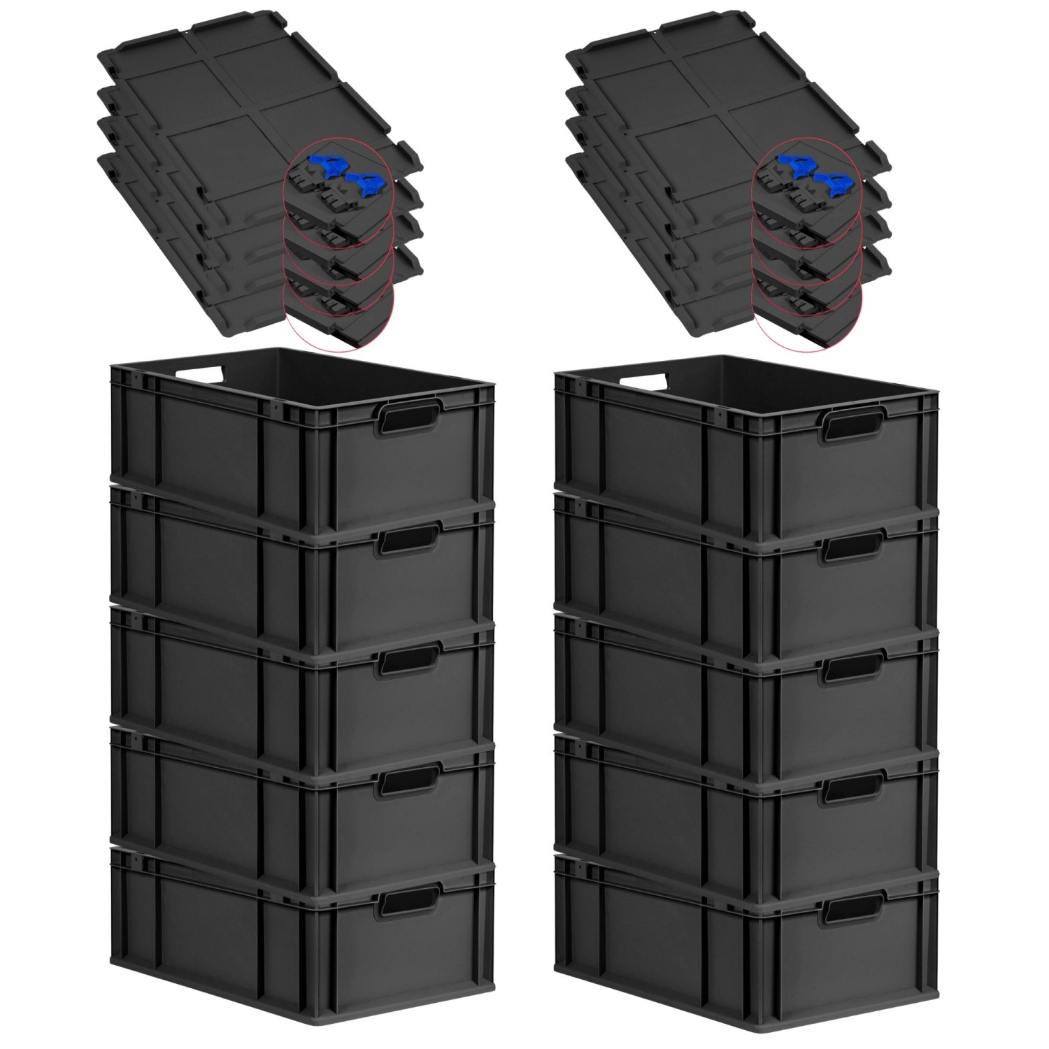 PROREGAL SuperSparSet 10x Eurobox Nextgen Grip Mit Scharnierdeckel Und Blau günstig online kaufen