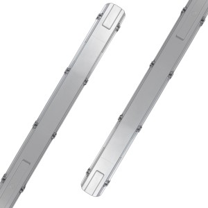 Graue LED-Feuchtraumleuchte mit Rohr, 2x22W, 150cm. Ideal für Feuchträume.