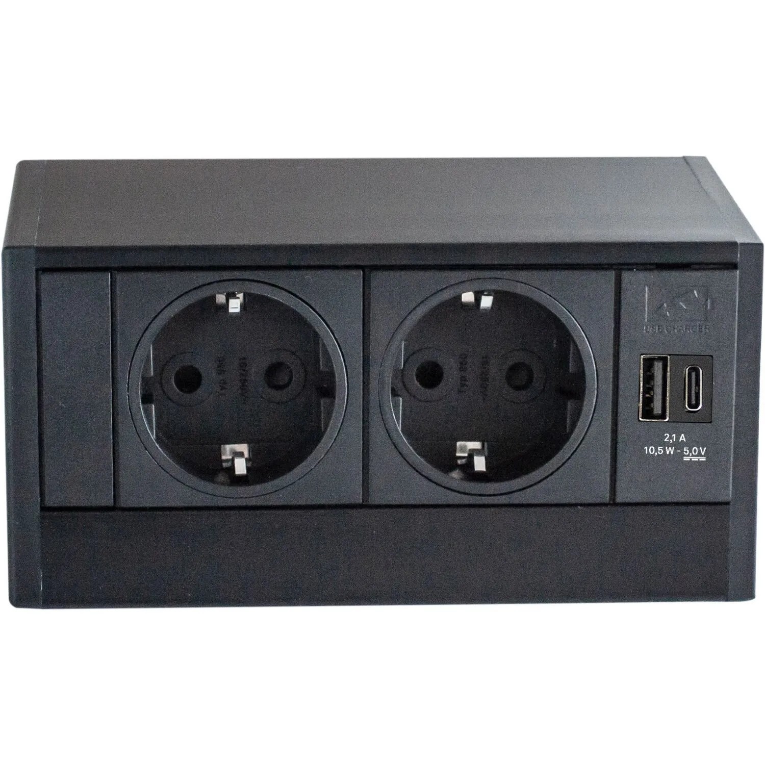 Evoline R-Dock Steckdosenelement R-Dock 2-Fach Schuko mit Usb-A & Usb-C Schwarz
