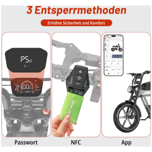 HITWAY E-Bike BK28 20 Zoll 25Ah Akku Maximale Reisedistanz 200 km 250W 7-Gang APP NFC