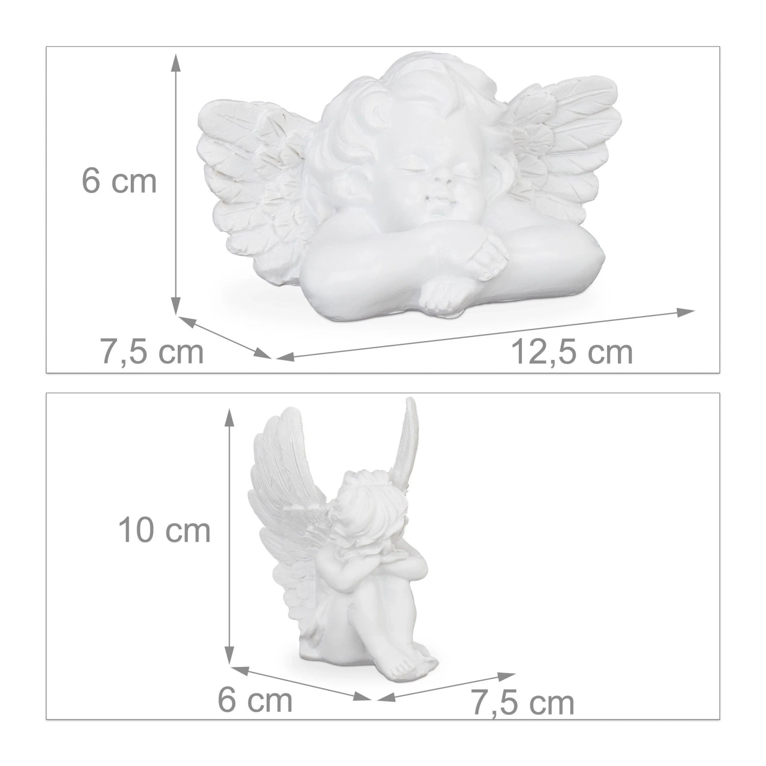 Relaxdays Grabengel 2er Set Polyresin Weiß Frostbeständig UV-Beständig 10 cm x 7,5 cm x 6 cm 6 cm x 12,5 cm x 7,5 cm 0,1 kg_4