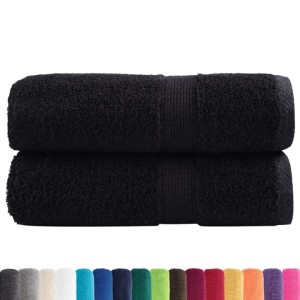 Zwei schwarze Premium Waschhandtücher (30x30 cm) aus Baumwolle, SOLUND von vidaXL.