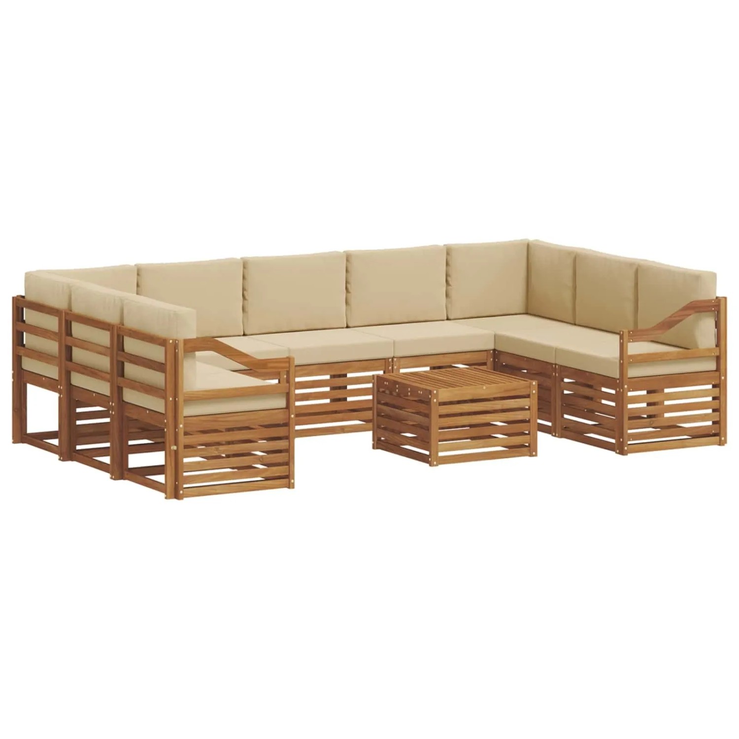 vidaXL Sofagarnituren 10 Tlg Natur und Beige Massivholz Akazie 3375538