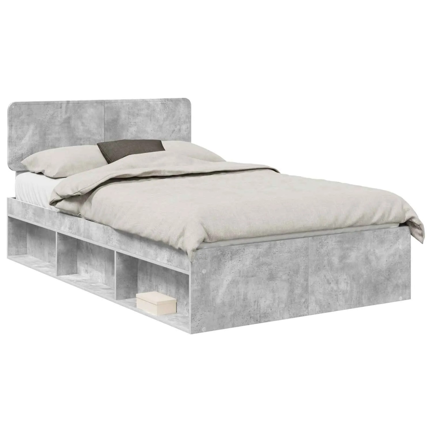 vidaXL Bettrahmen mit Kopfteil Beton 120 x 200 cm Massives Kiefernholz 3412099