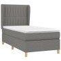 Dunkelgraues vidaXL Boxspringbett 90x190 cm mit Matratze und Kopfteil.