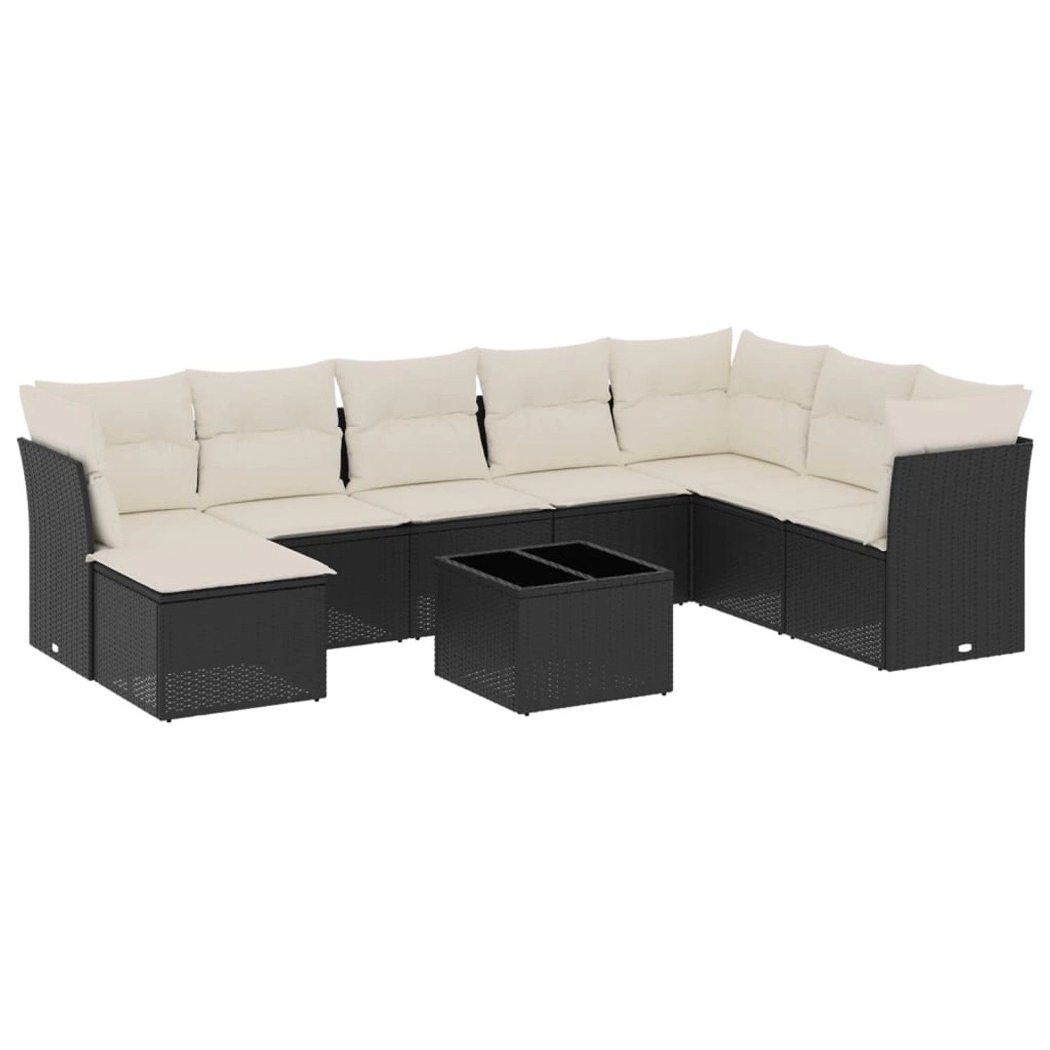 vidaXL 9-Tlg Garten-Sofagarnitur mit Kissen Schwarz Poly Rattan 3218056 günstig online kaufen