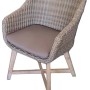 Geflochtener Sessel Oakland von Garden Pleasure, 4er-Set, grau, mit Sitzkissen und Holzbeinen.