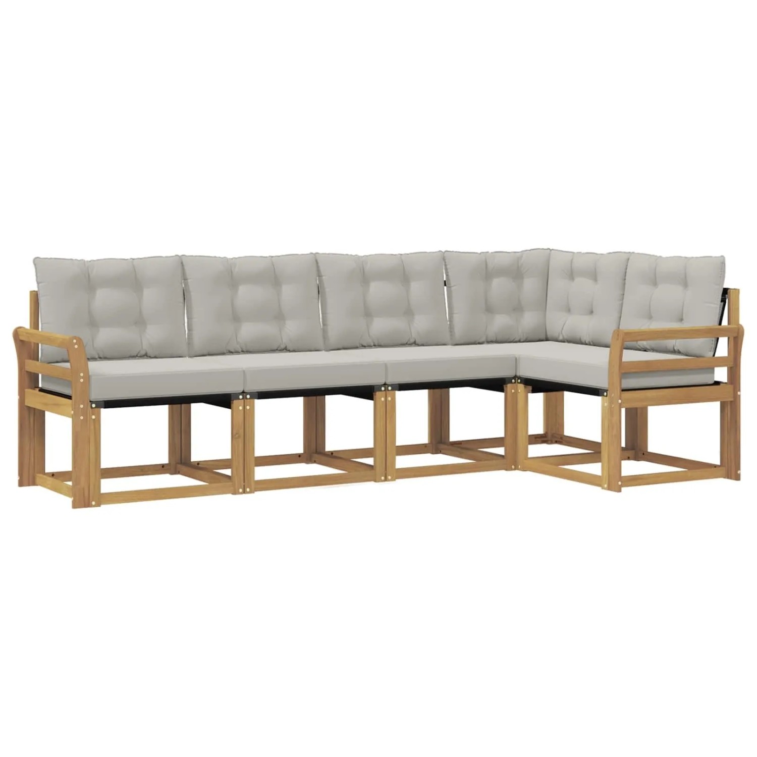 vidaXL Outdoor-Sofagarnitur mit Kissen 5-Tlg Weiß und Hellgrau 3389477