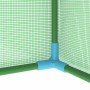 Detailaufnahme Stahlrahmen-Ecke des furnicato Gewächshauses, grüne Plane.