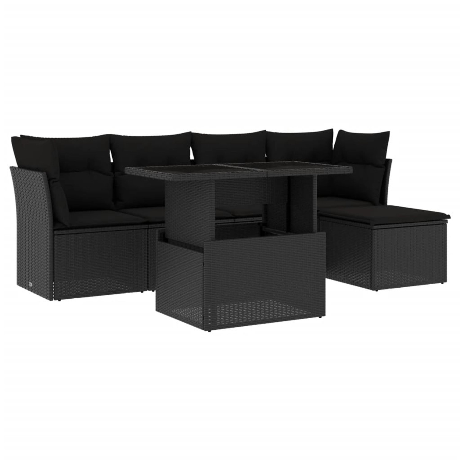 vidaXL 6-Tlg Garten-Sofagarnitur mit Kissen Schwarz Poly Rattan 3266545 günstig online kaufen