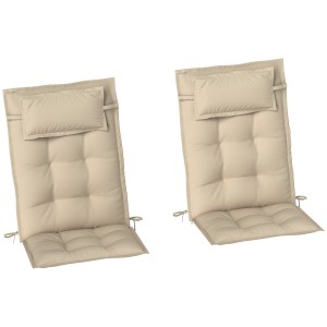 Outsunny Sitzkissen-Set, beige, für Gartenliegen. Bequeme Gartenstuhlauflagen mit Bändern zur Befestigung.