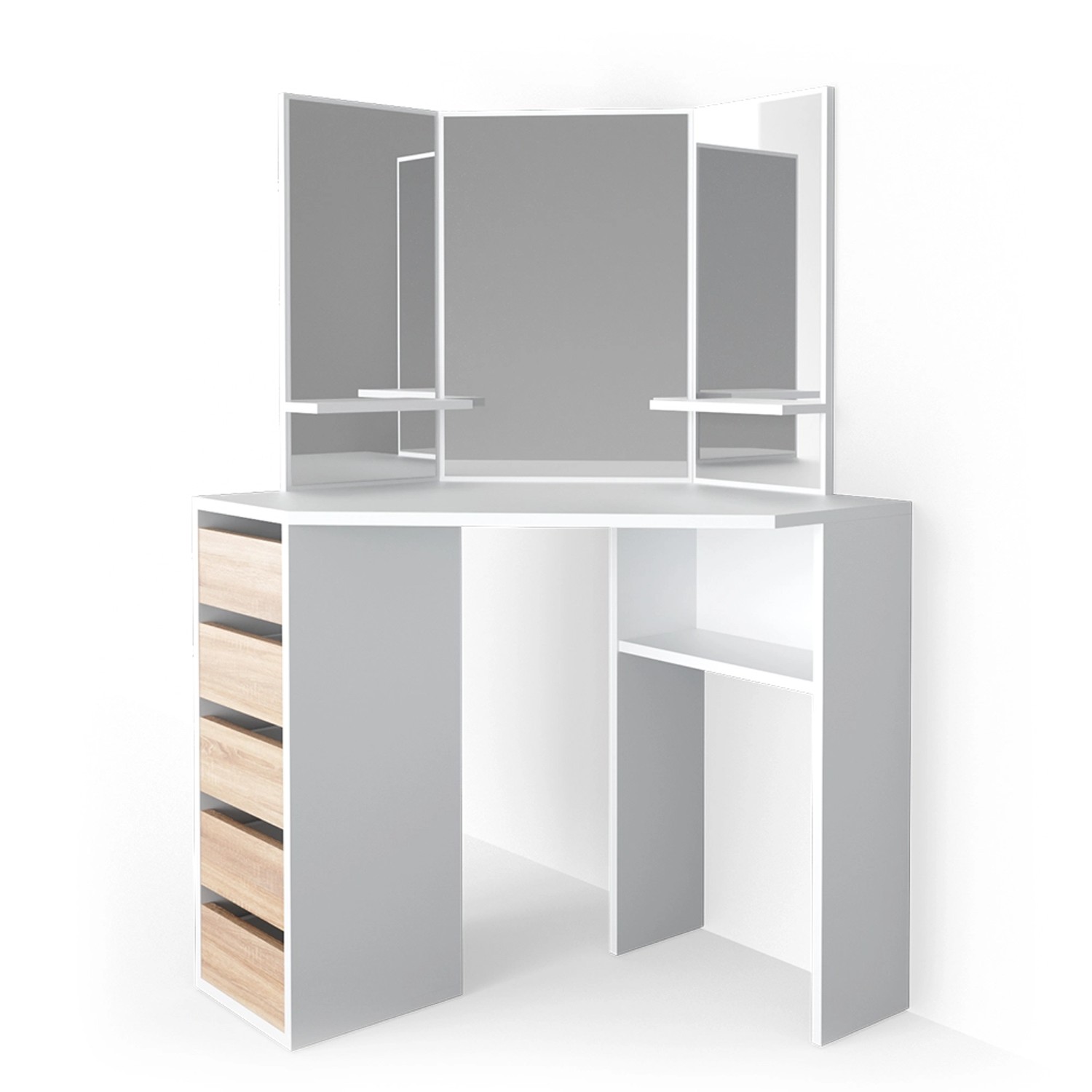 Vicco Eckschminktisch Arielle Weiß/Sonoma/Sonoma 110 cm günstig online kaufen