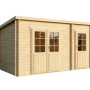 Alpholz Gartenhaus Maria-28 aus Holz, naturbelassen, mit Doppeltür und Einzeltür