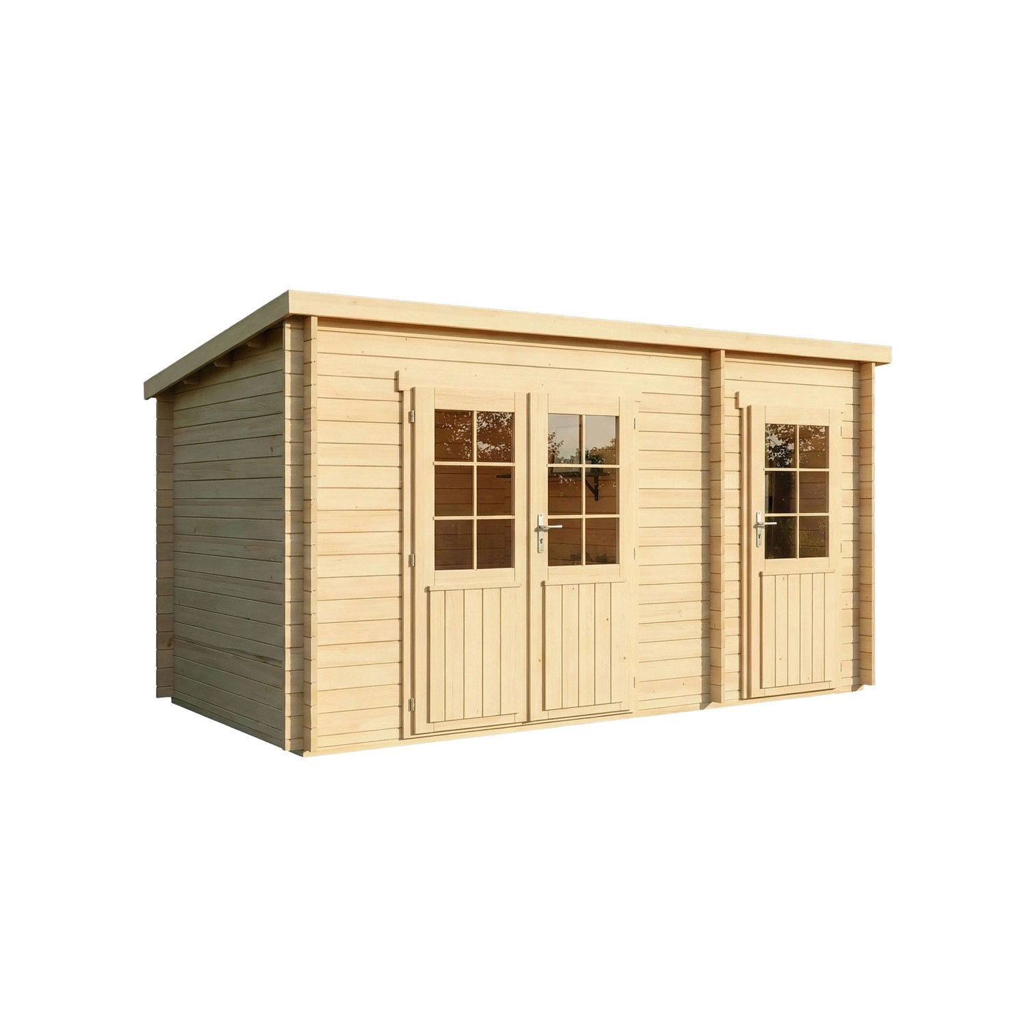 Alpholz Gartenhaus Maria-28 aus Holz, naturbelassen, mit Doppeltür und Einzeltür