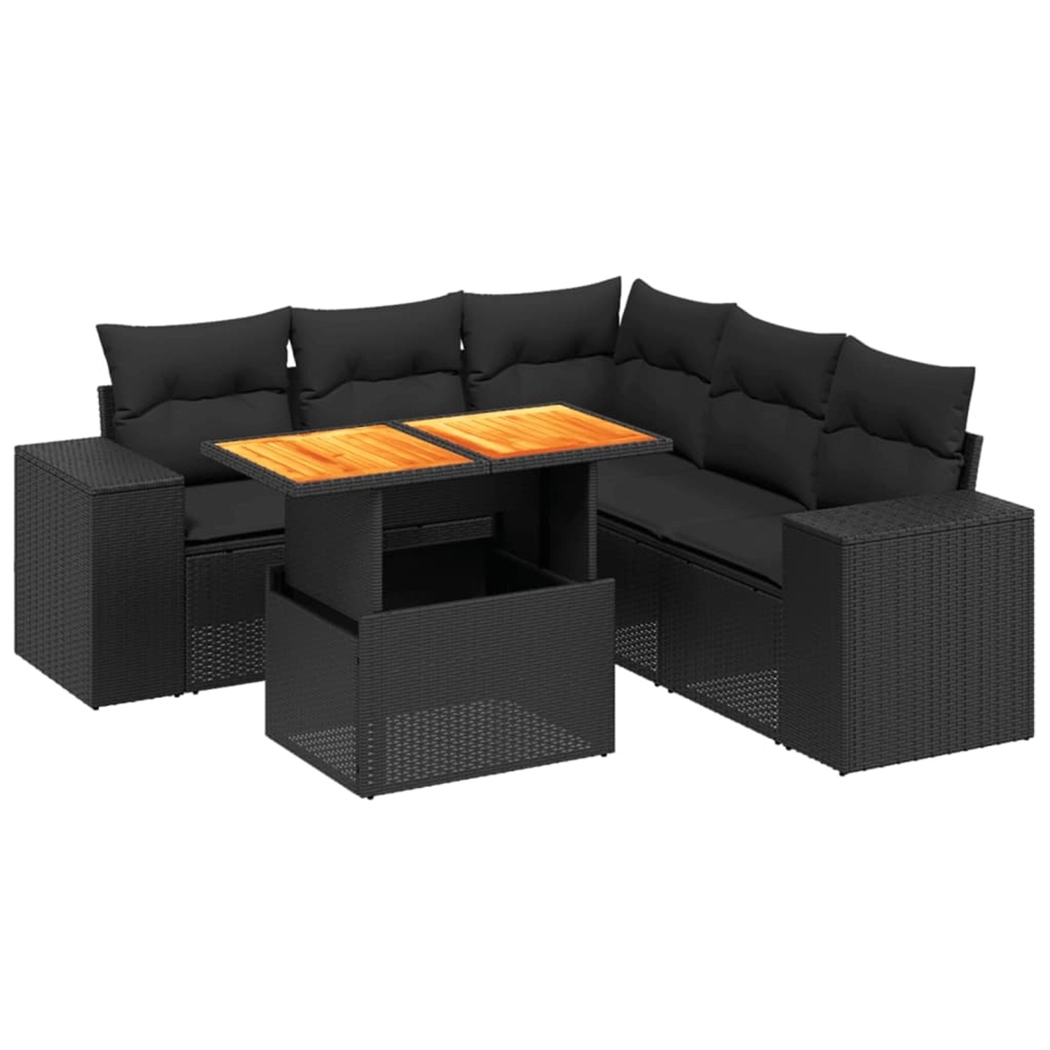 vidaXL 6-Tlg Garten-Sofagarnitur mit Kissen Schwarz Poly Rattan 3272630 günstig online kaufen