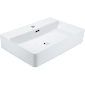 aquaSu Handwaschbecken Cavo, 60 cm, weiß, mit Hahnloch und Überlauf.