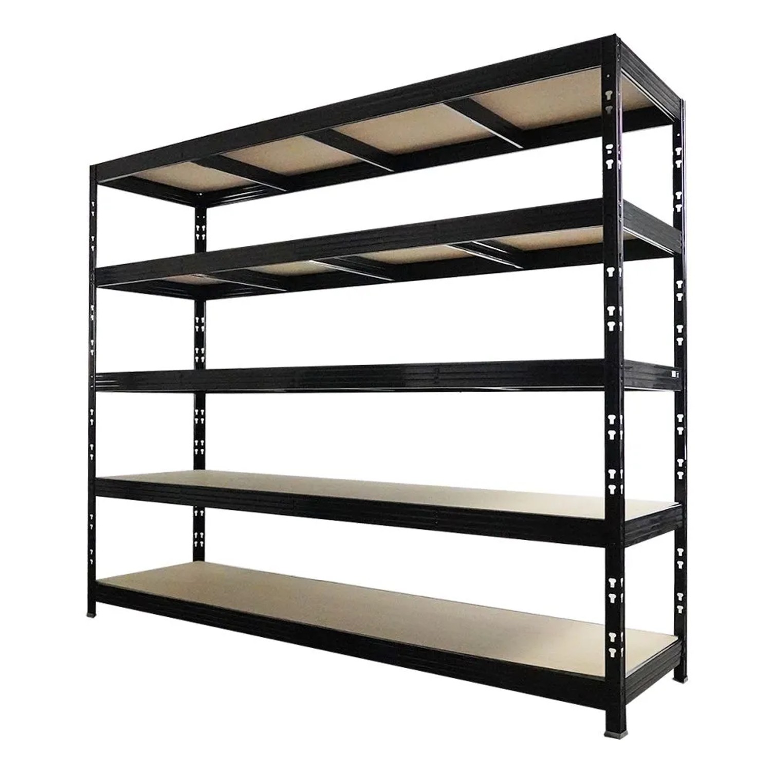 PROREGAL Mega Deal 4x Profi Schwerlastregal Rhino HxBxT 200x240x70cm 5 Spanplatten-Ebenen 8mm Fachlast 450kg Schwarz_7