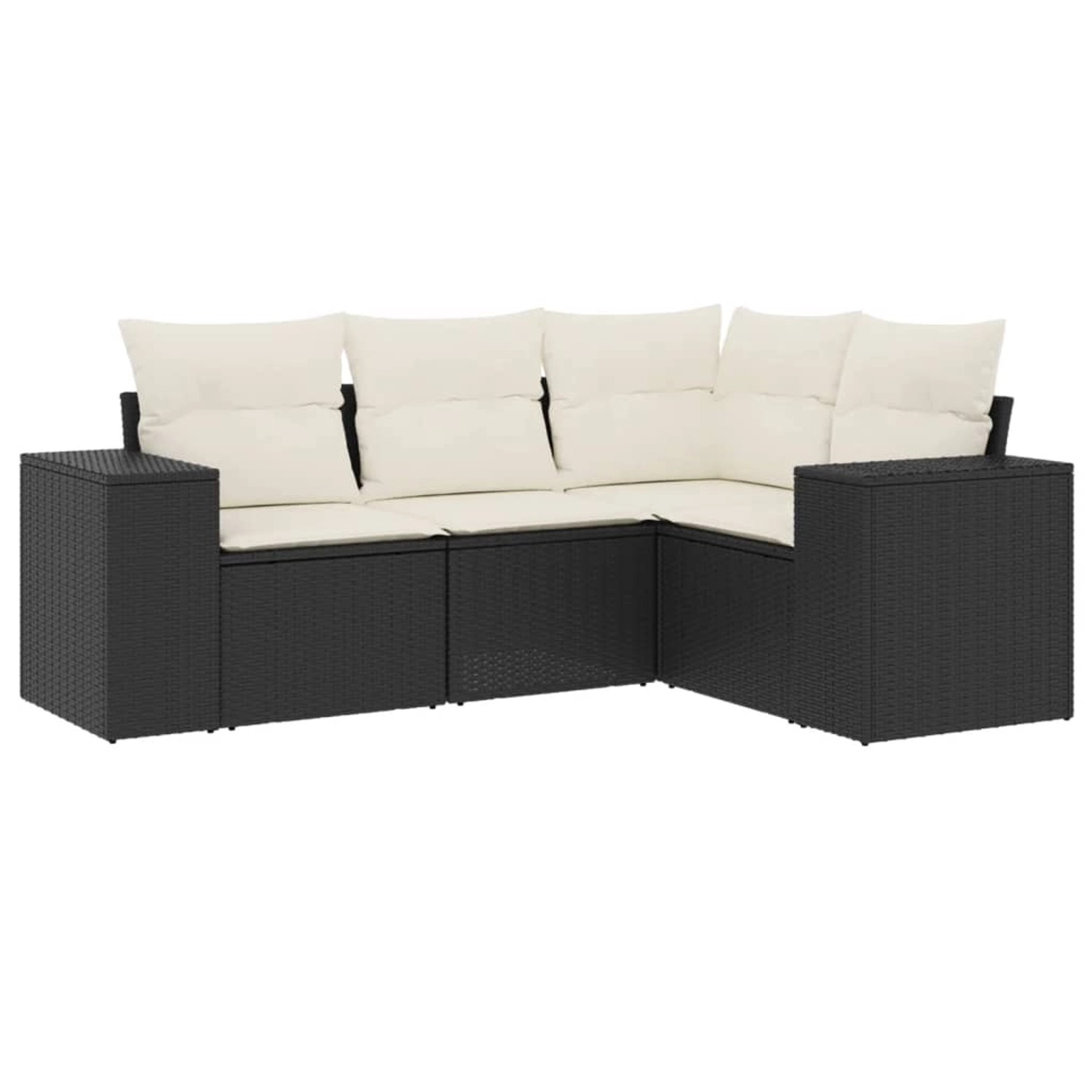 vidaXL 4-Tlg Garten-Sofagarnitur mit Kissen Schwarz Poly Rattan 3254843 günstig online kaufen