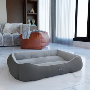 Anthrazitfarbenes Benno Hundebett Sammy (80x65x17 cm) mit weicher Polsterung und erhöhtem Rand.