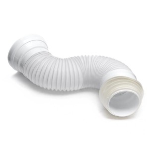 Weißes, flexibles WC-Anschlussrohr aus Kunststoff, DN110, 275-550mm, gebogen für flexible Montage.