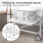 Weißes Waschmaschinen-Untergestell aus Stahl mit ausziehbarer Ablage für Wäsche. Praktisch, platzsparend, max. 150 kg.